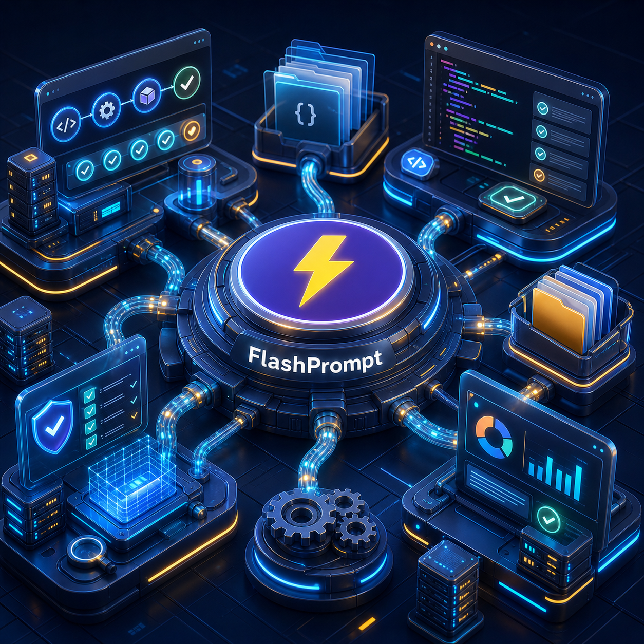 Agent harness workflow with FlashPrompt prompt library